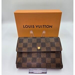 Louis Vuitton Damier Ebene‎ Tri Fold Wallet Authentic Detective Cert